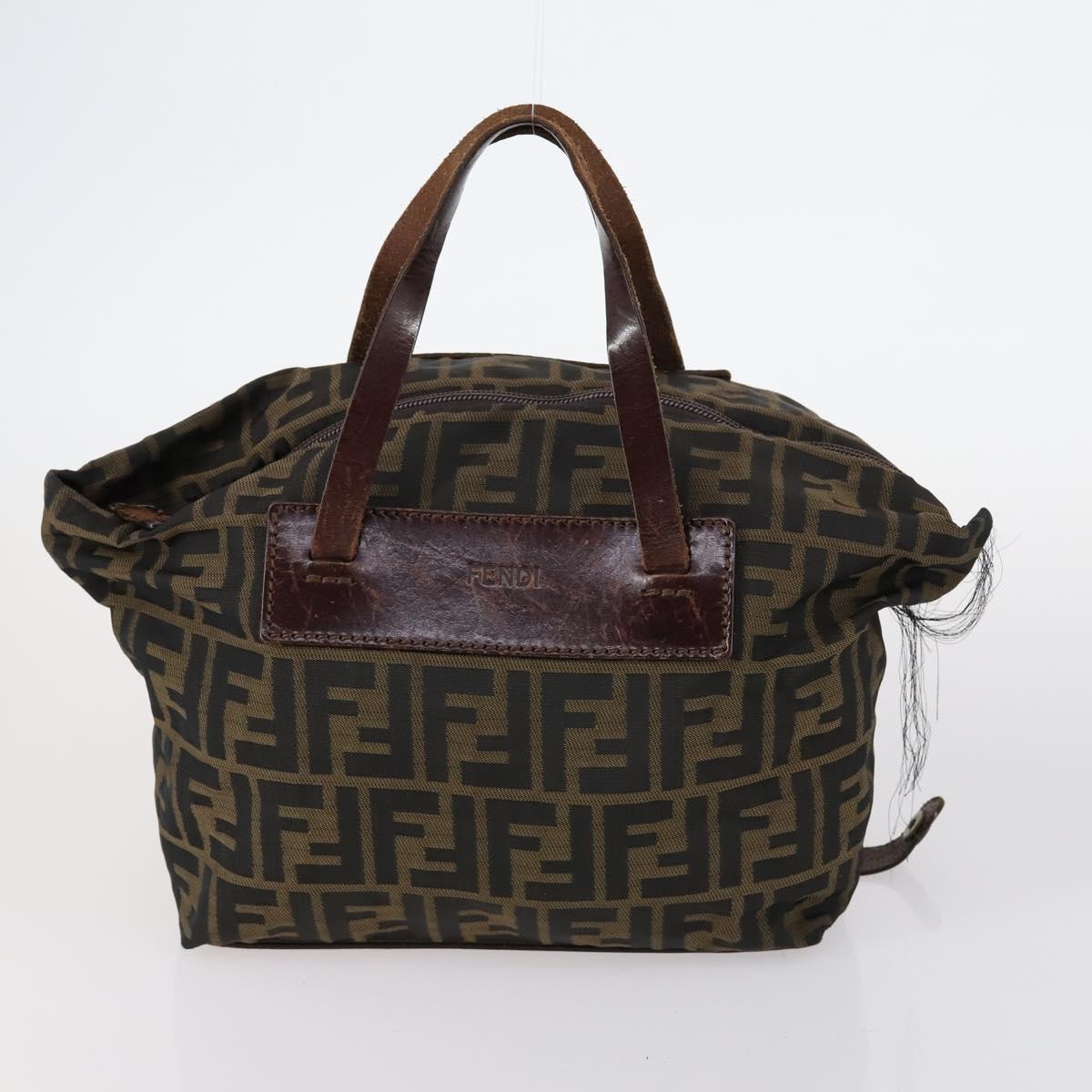 FENDI Zucca Canvas Hand Bag 2Set Black Brown Auth yk19387