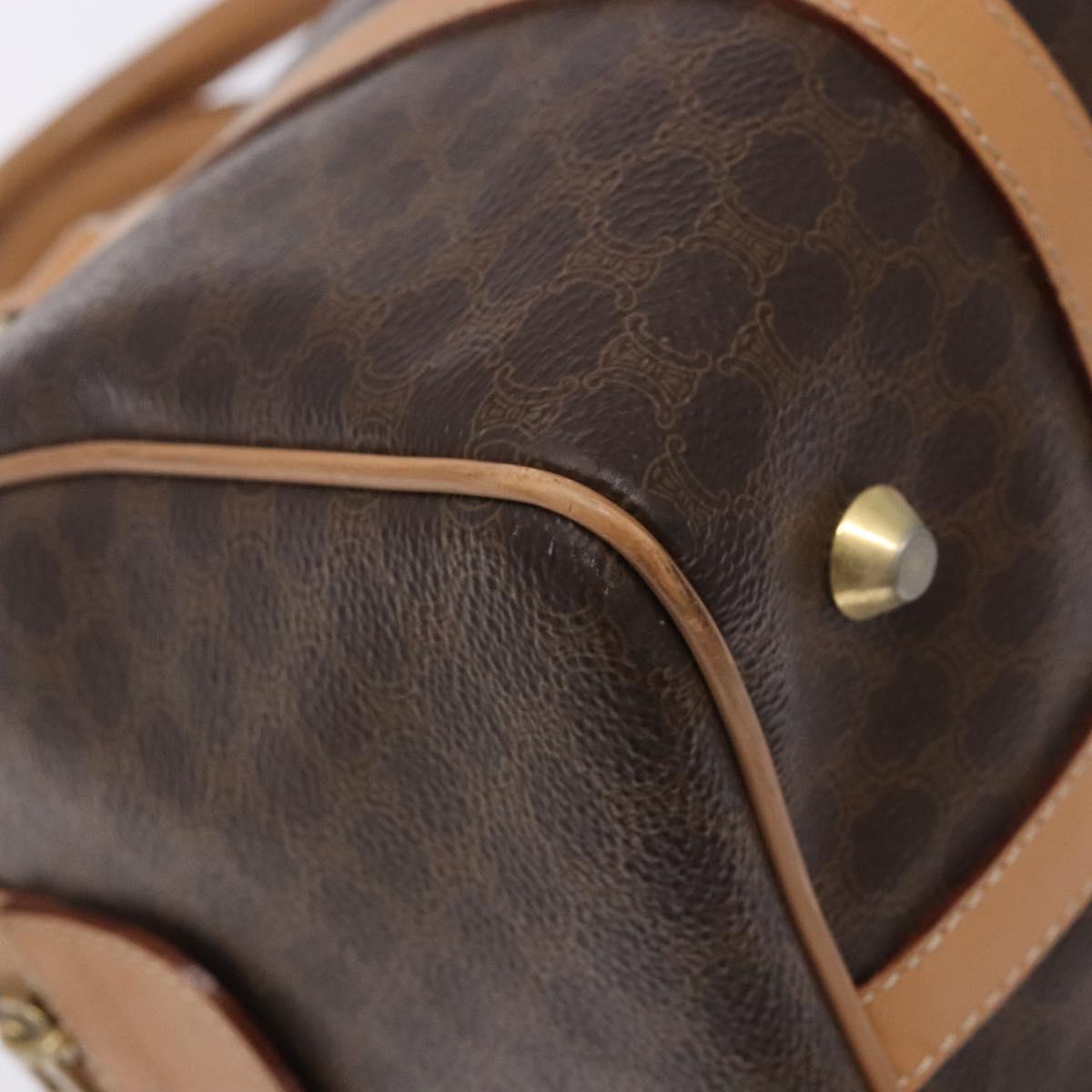 CELINE Macadam Canvas Hand Bag PVC Leather Brown Gold Auth yk19393