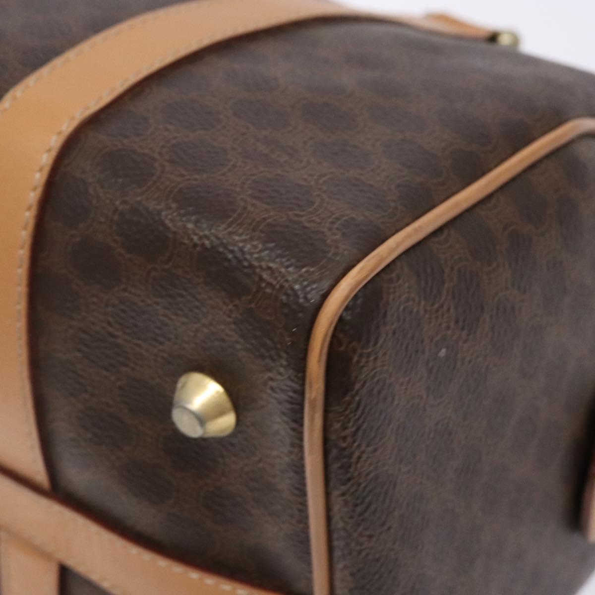 CELINE Macadam Canvas Hand Bag PVC Leather Brown Gold Auth yk19393