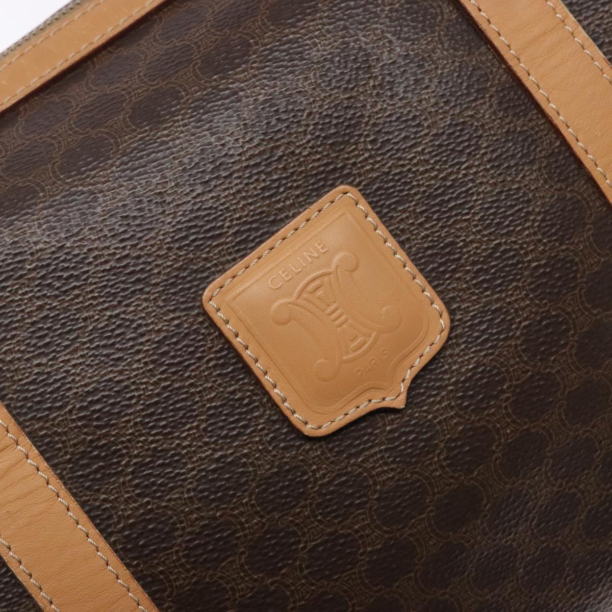 CELINE Macadam Canvas Hand Bag PVC Leather Brown Gold Auth yk19393