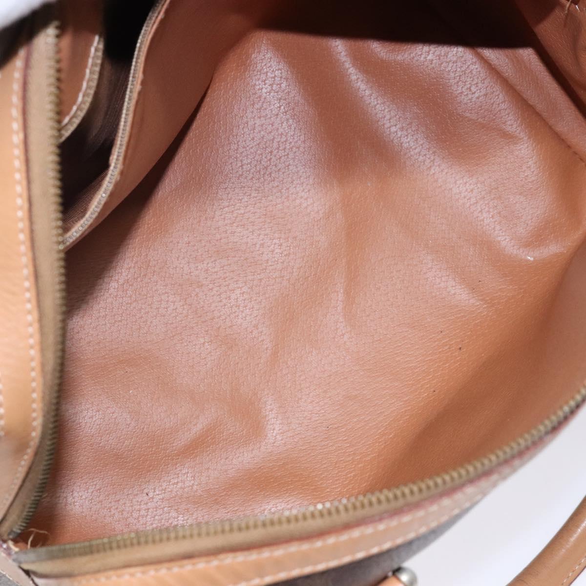CELINE Macadam Canvas Hand Bag PVC Leather Brown Gold Auth yk19393