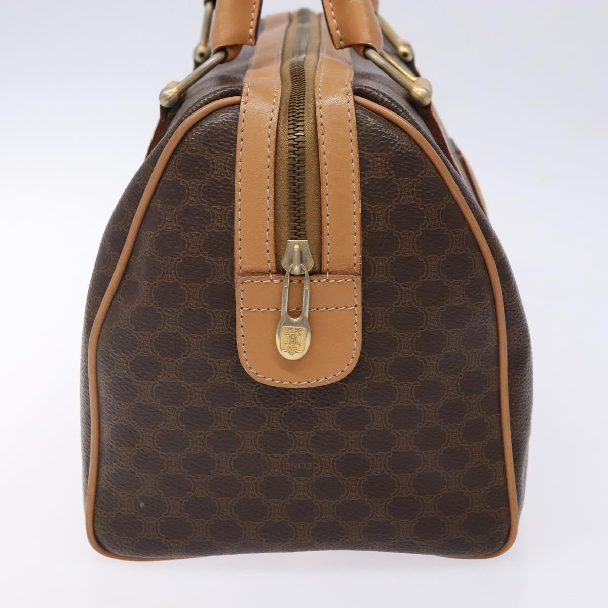CELINE Macadam Canvas Hand Bag PVC Leather Brown Gold Auth yk19393