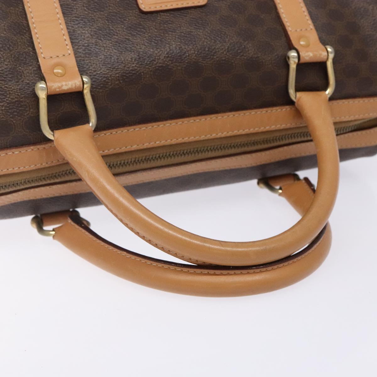 CELINE Macadam Canvas Hand Bag PVC Leather Brown Gold Auth yk19393