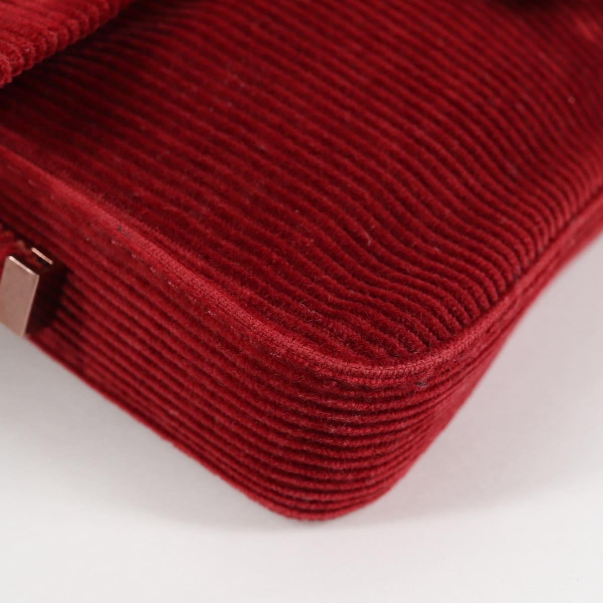 FENDI Mini Mamma Baguette Hand Bag Corduroy Red Auth yk19405V