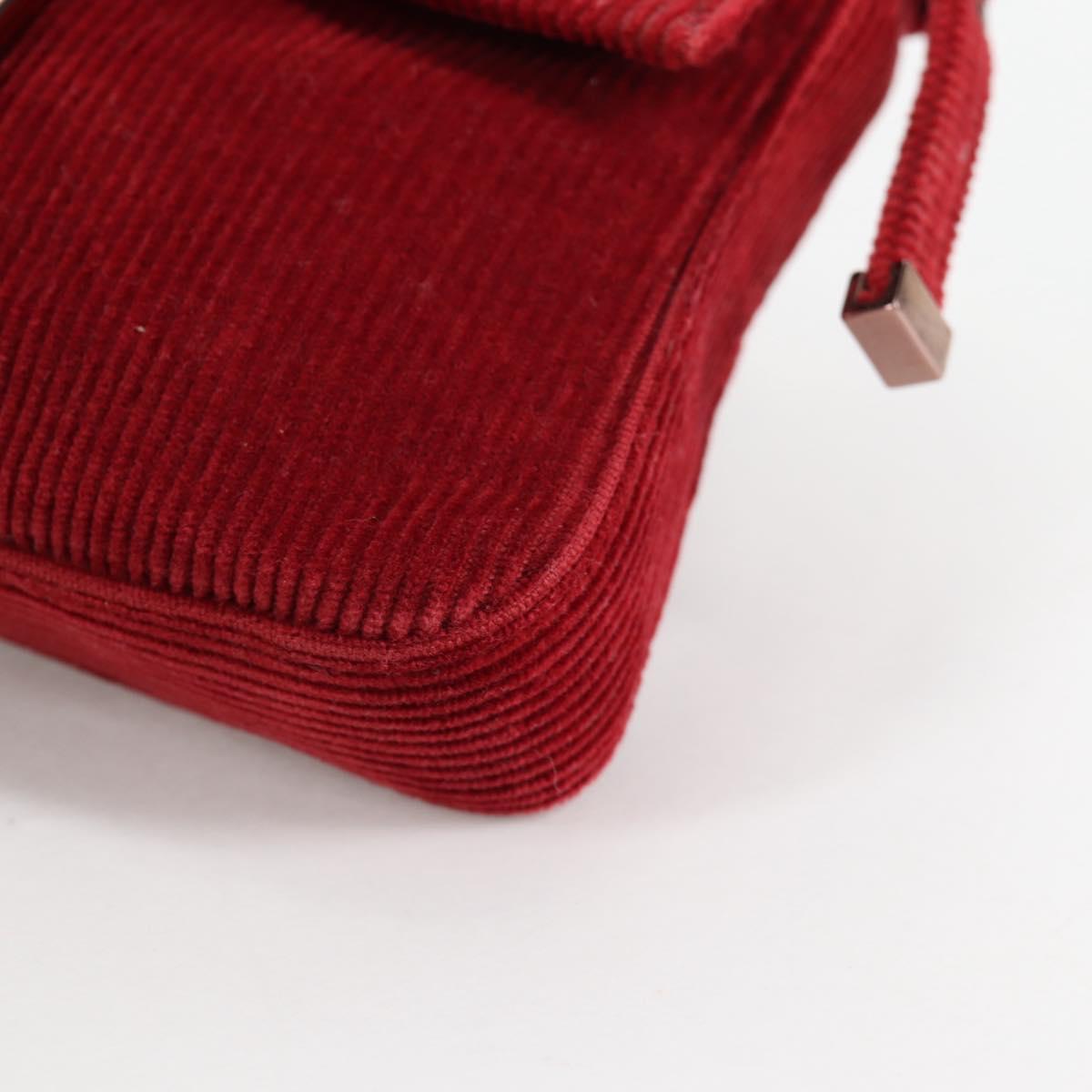 FENDI Mini Mamma Baguette Hand Bag Corduroy Red Auth yk19405V