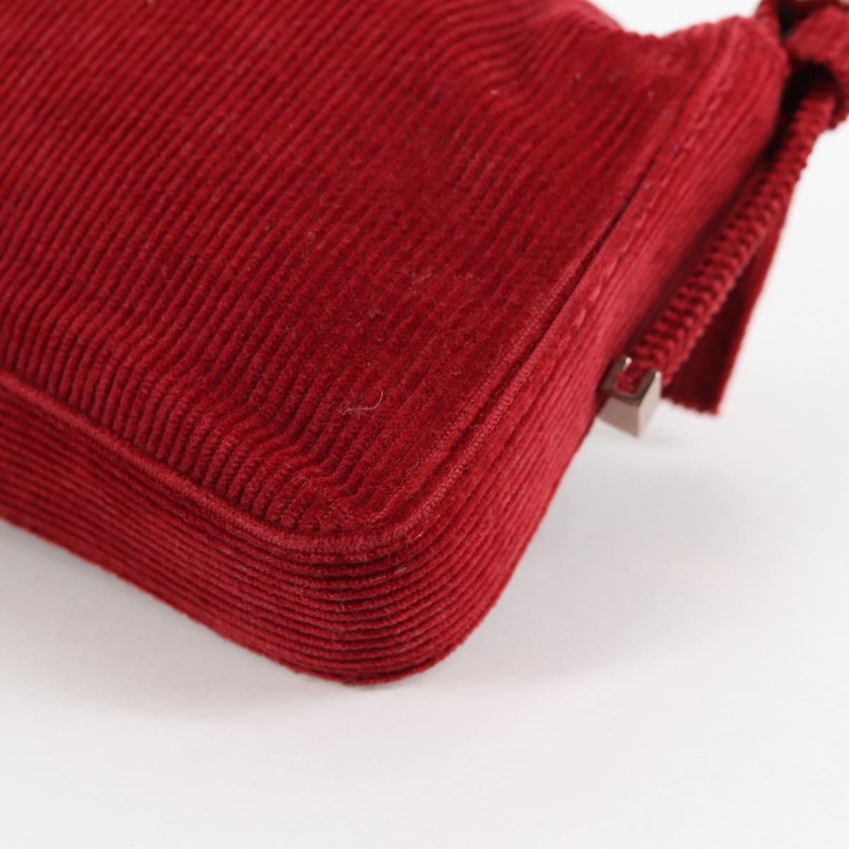 FENDI Mini Mamma Baguette Hand Bag Corduroy Red Auth yk19405V