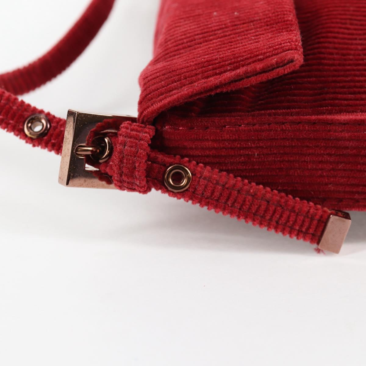FENDI Mini Mamma Baguette Hand Bag Corduroy Red Auth yk19405V
