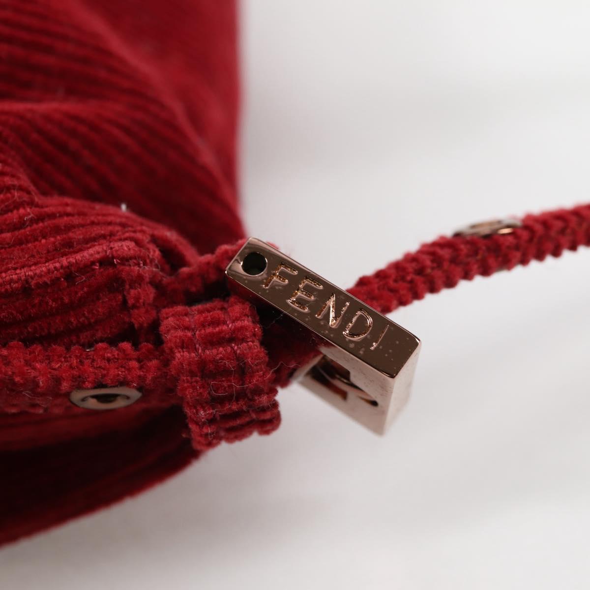 FENDI Mini Mamma Baguette Hand Bag Corduroy Red Auth yk19405V