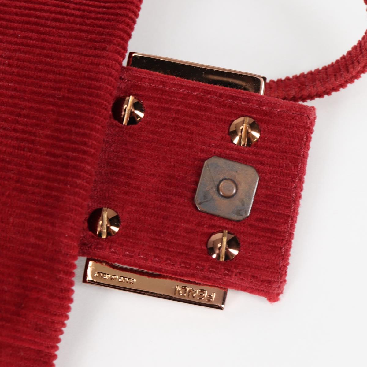FENDI Mini Mamma Baguette Hand Bag Corduroy Red Auth yk19405V