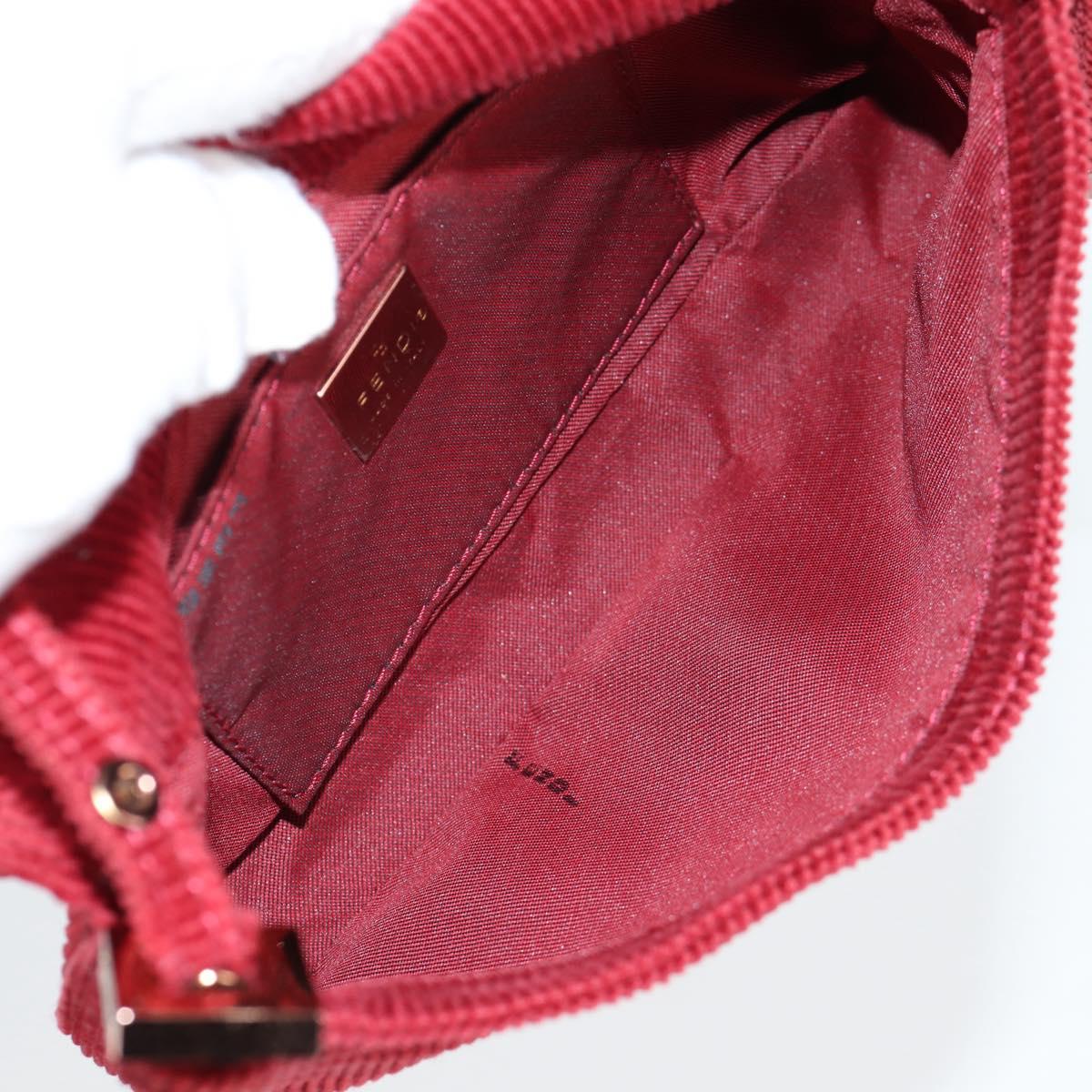 FENDI Mini Mamma Baguette Hand Bag Corduroy Red Auth yk19405V