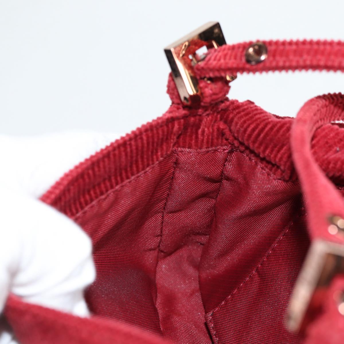 FENDI Mini Mamma Baguette Hand Bag Corduroy Red Auth yk19405V