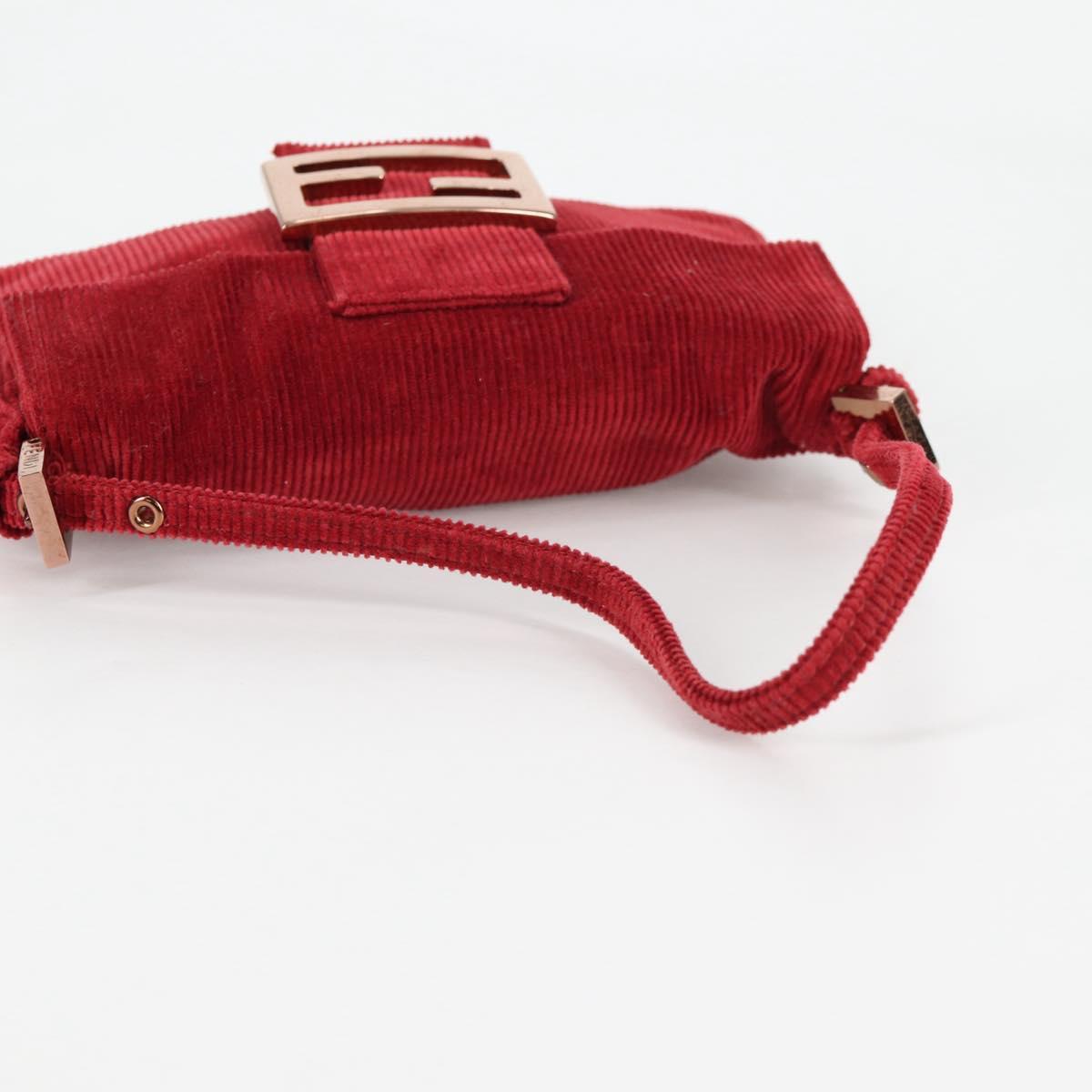 FENDI Mini Mamma Baguette Hand Bag Corduroy Red Auth yk19405V