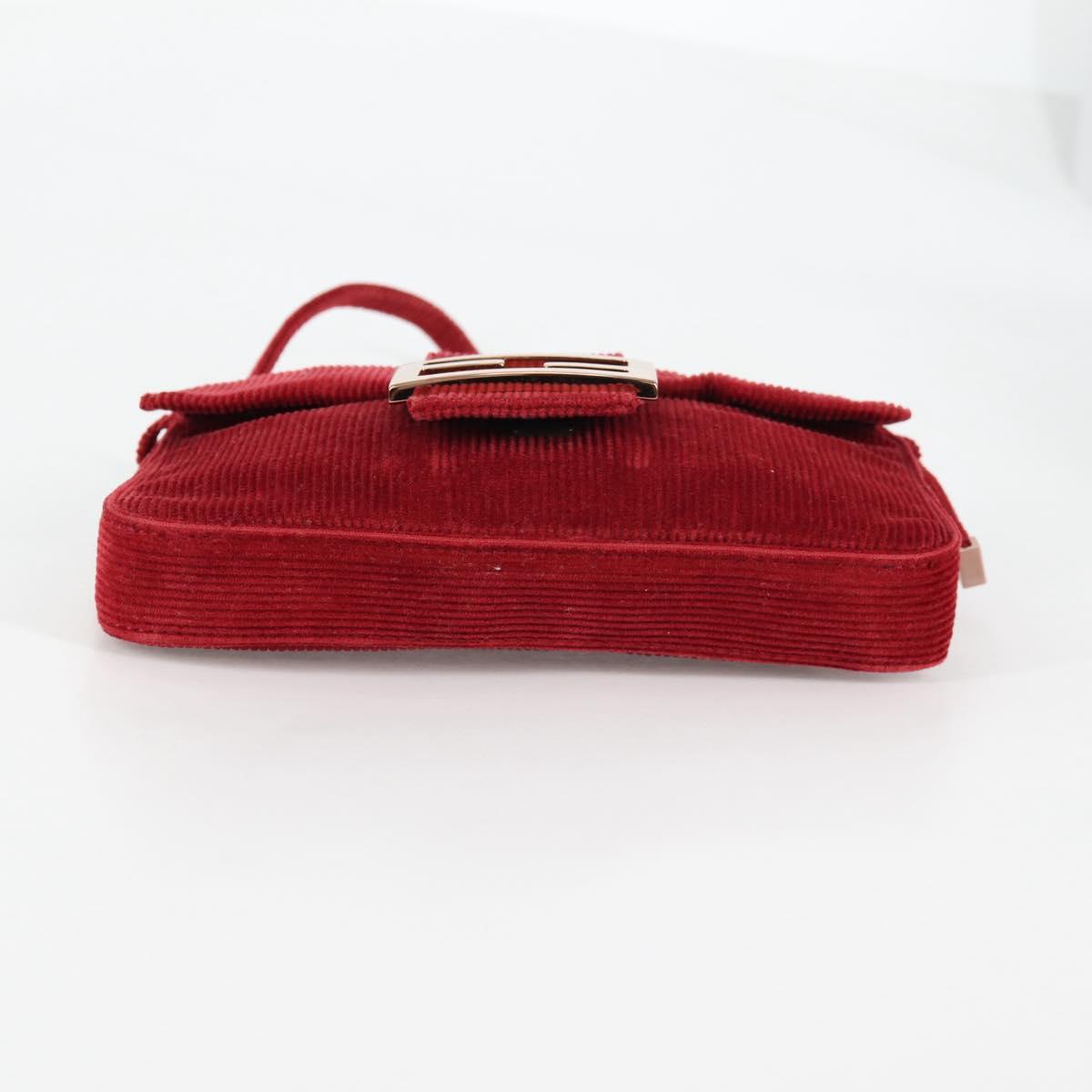 FENDI Mini Mamma Baguette Hand Bag Corduroy Red Auth yk19405V