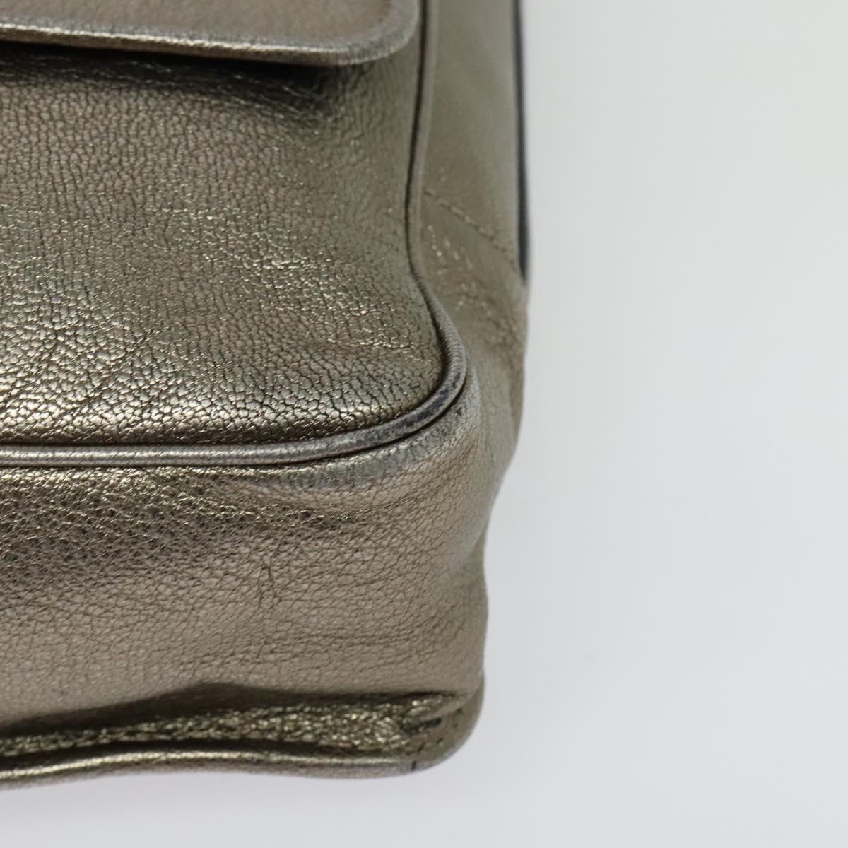 LOEWE Anagram Shoulder Bag Leather Gold Tone Gold Auth yk19406
