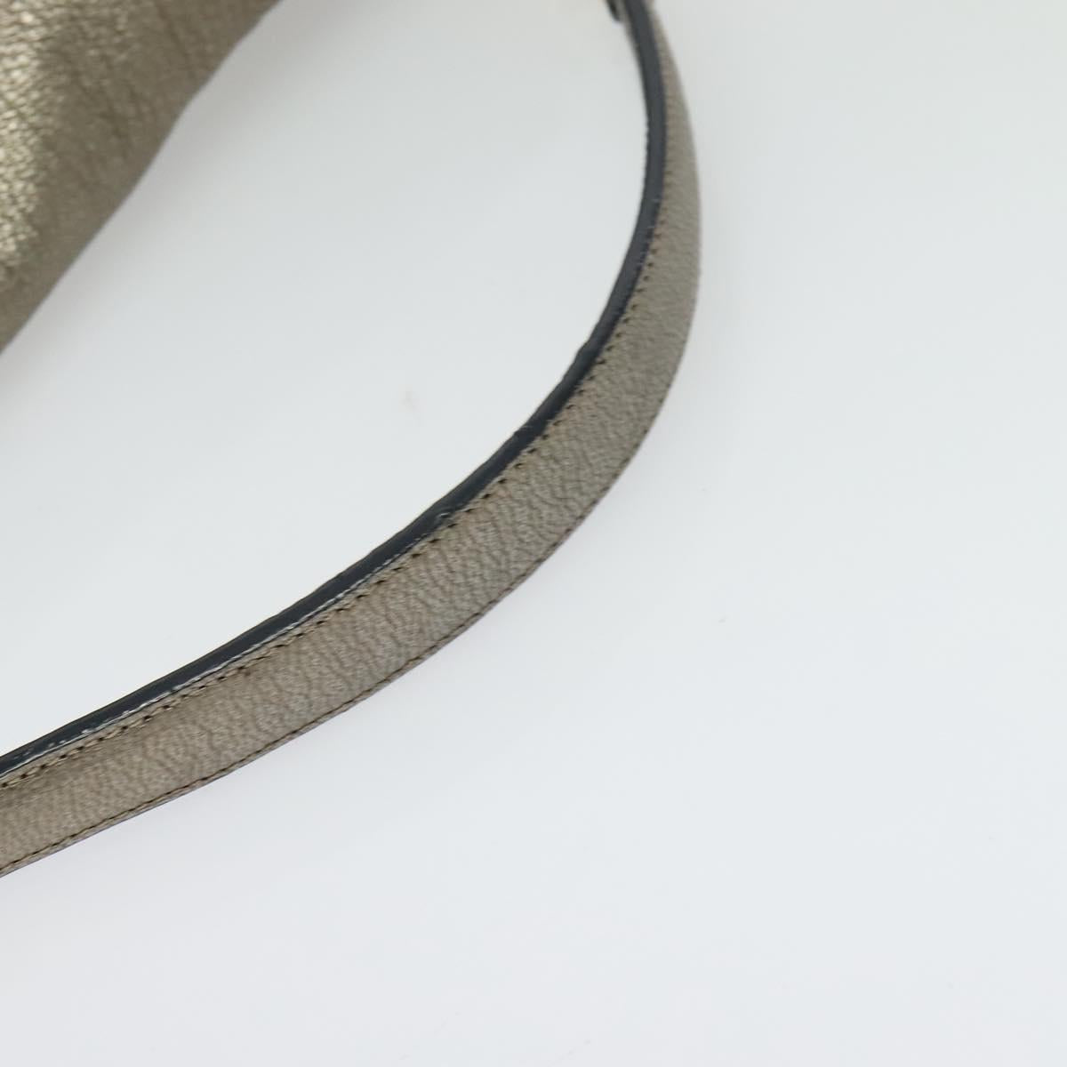 LOEWE Anagram Shoulder Bag Leather Gold Tone Gold Auth yk19406