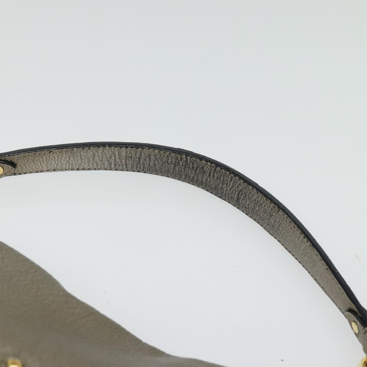 LOEWE Anagram Shoulder Bag Leather Gold Tone Gold Auth yk19406