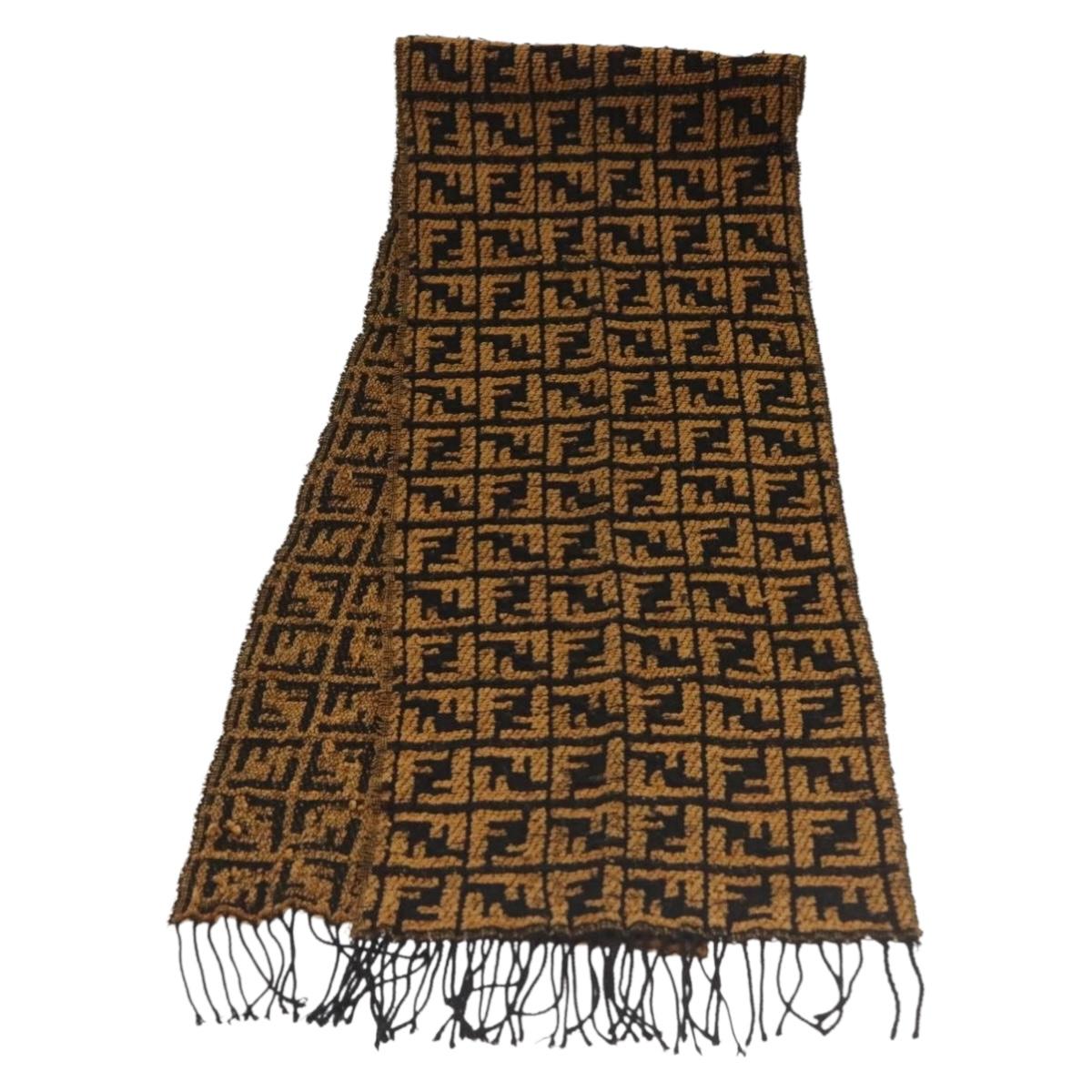 FENDI Zucca Canvas Scarf Brown Auth yk19407