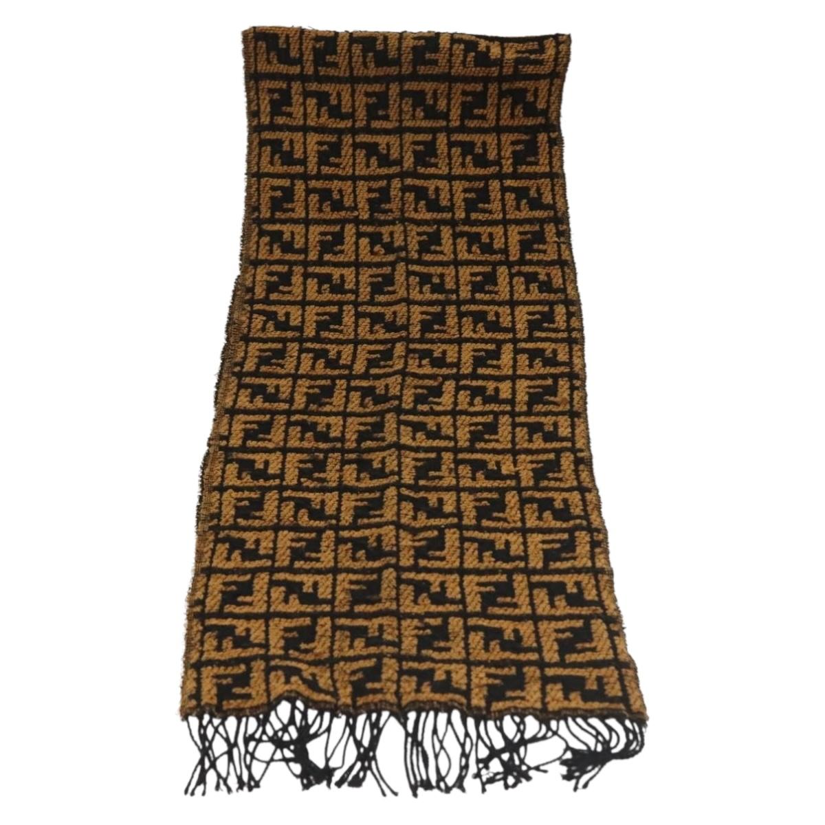 FENDI Zucca Canvas Scarf Brown Auth yk19407