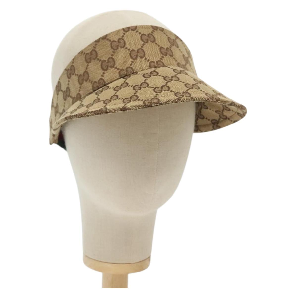 GUCCI GG Canvas Web Sherry Line Sun Visor S Beige Red Green Auth yk19410