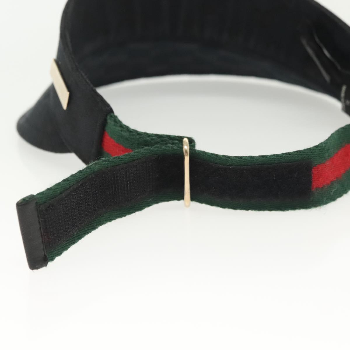 GUCCI GG Canvas Web Sherry Line Sun Visor S Black Red Green Auth yk19412
