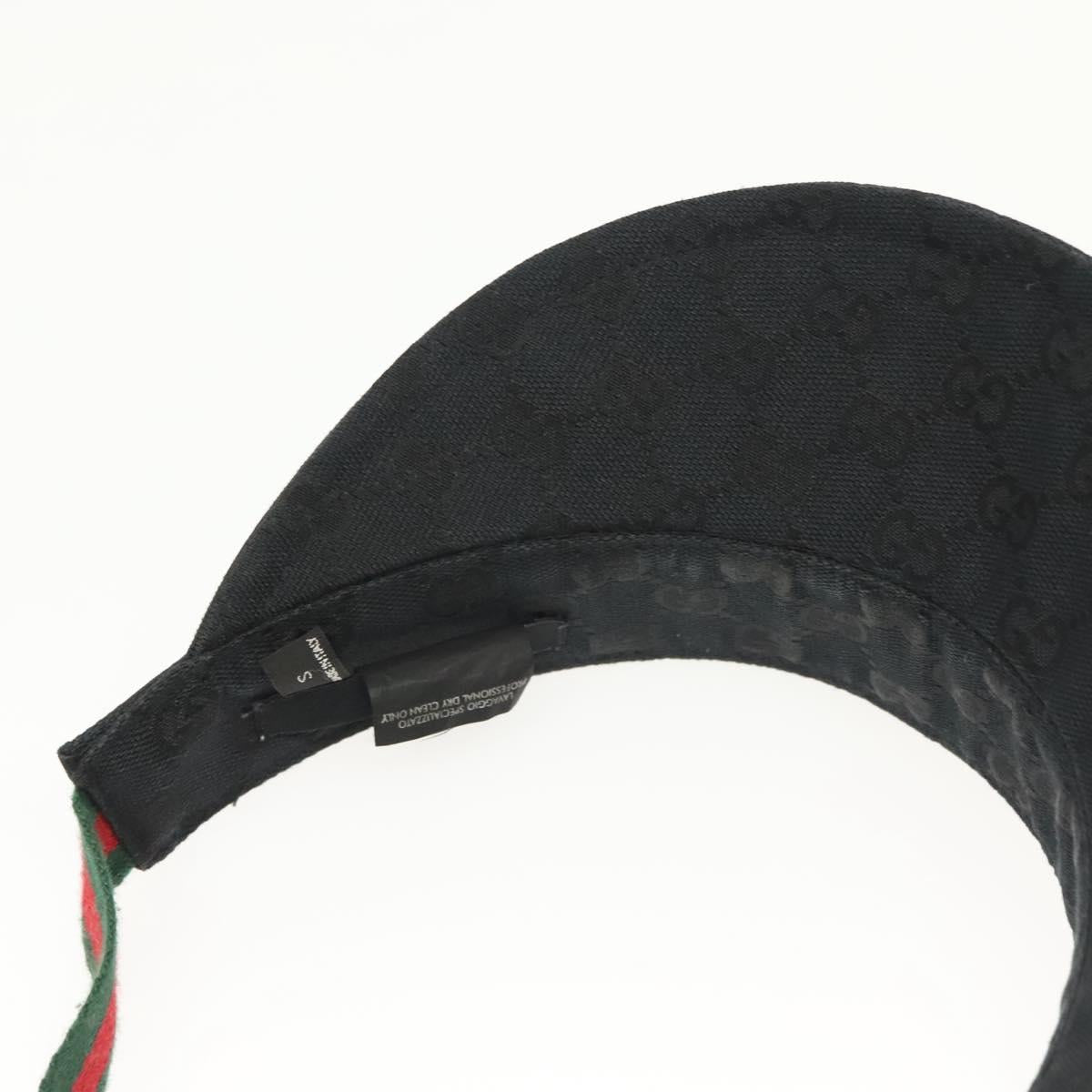 GUCCI GG Canvas Web Sherry Line Sun Visor S Black Red Green Auth yk19412