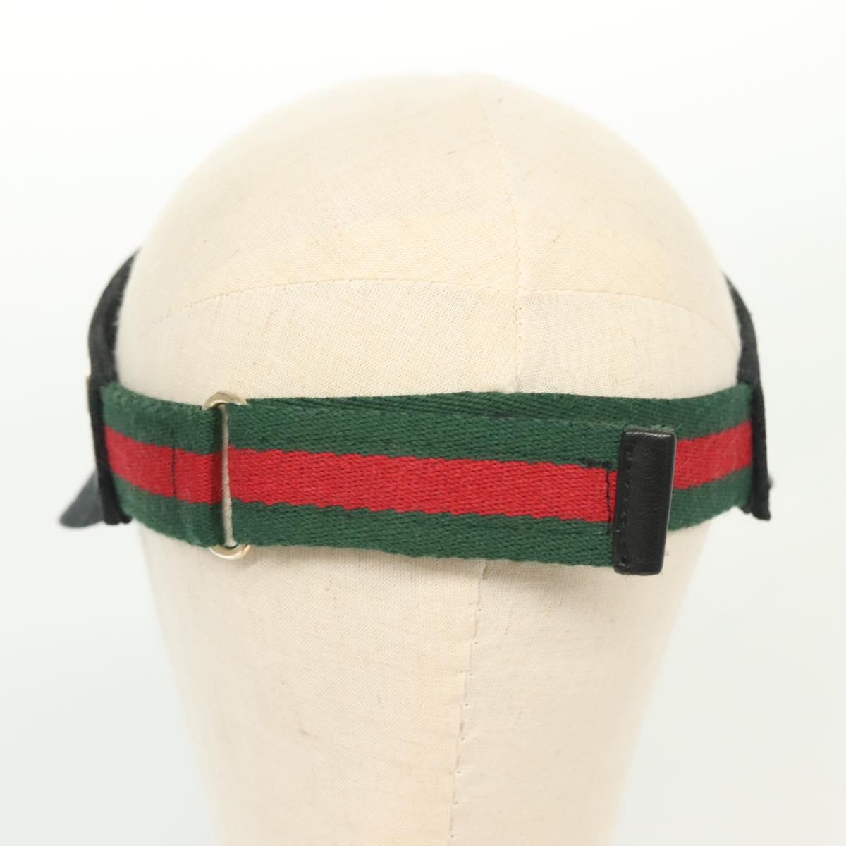 GUCCI GG Canvas Web Sherry Line Sun Visor S Black Red Green Auth yk19412