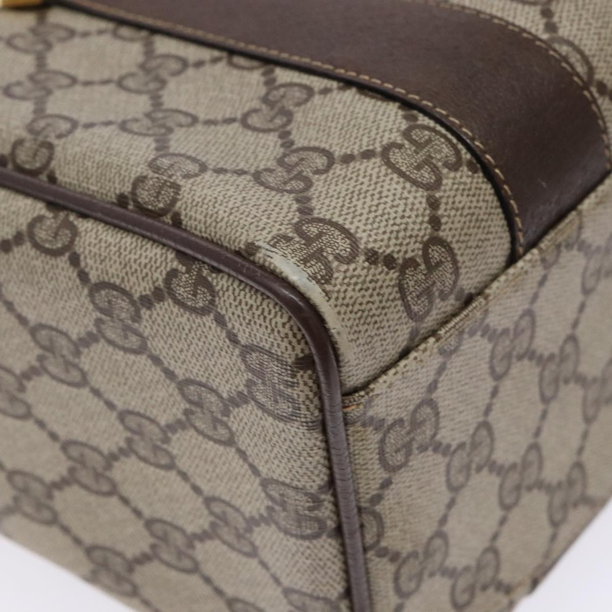 GUCCI GG Supreme Hand Bag PVC Beige Gold 000 40 0207 Auth yk19417