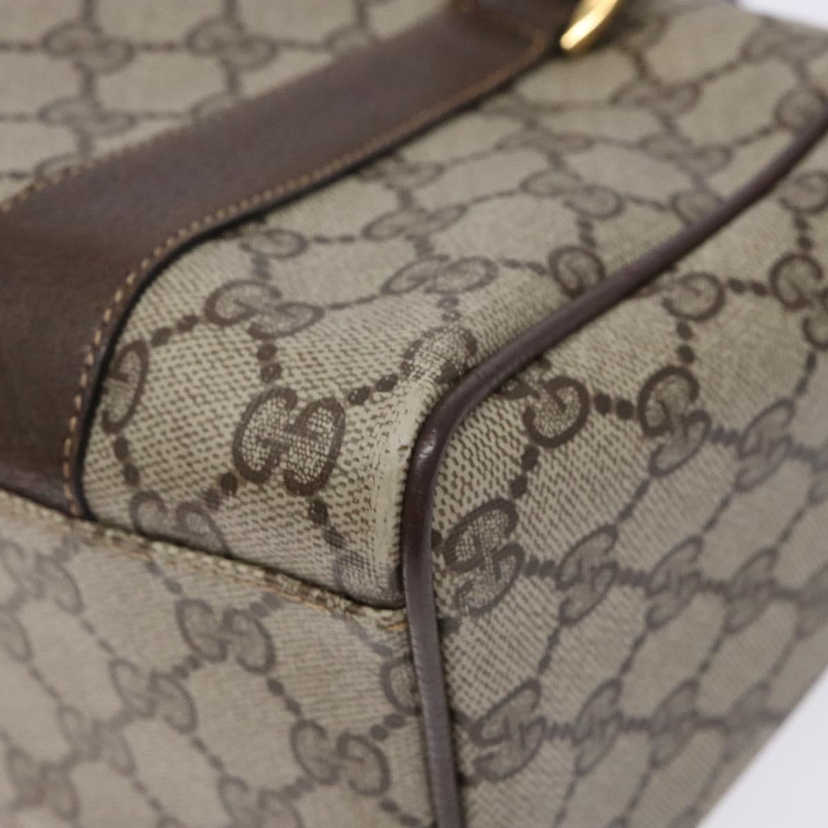 GUCCI GG Supreme Hand Bag PVC Beige Gold 000 40 0207 Auth yk19417