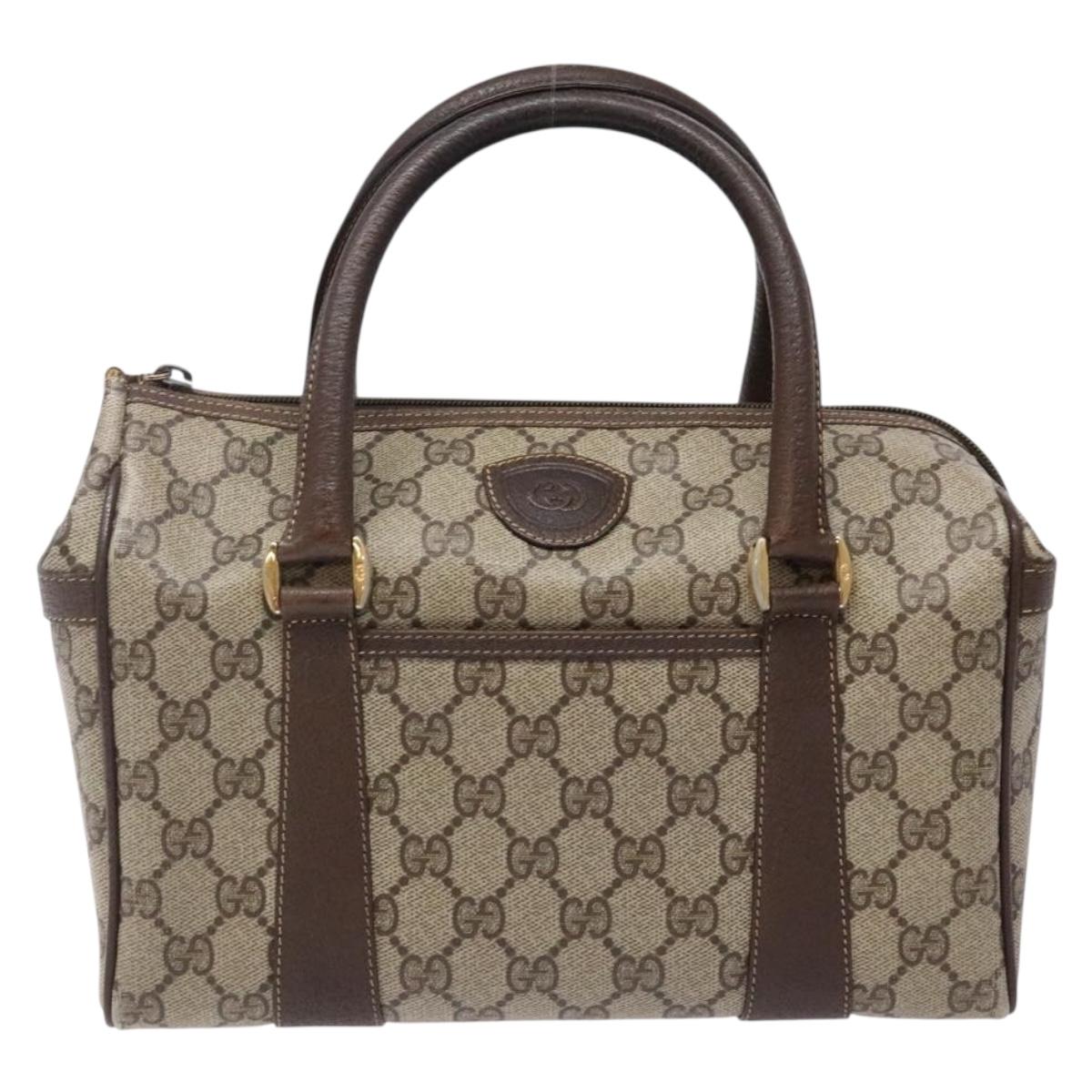 GUCCI GG Supreme Hand Bag PVC Beige Gold 000 40 0207 Auth yk19417