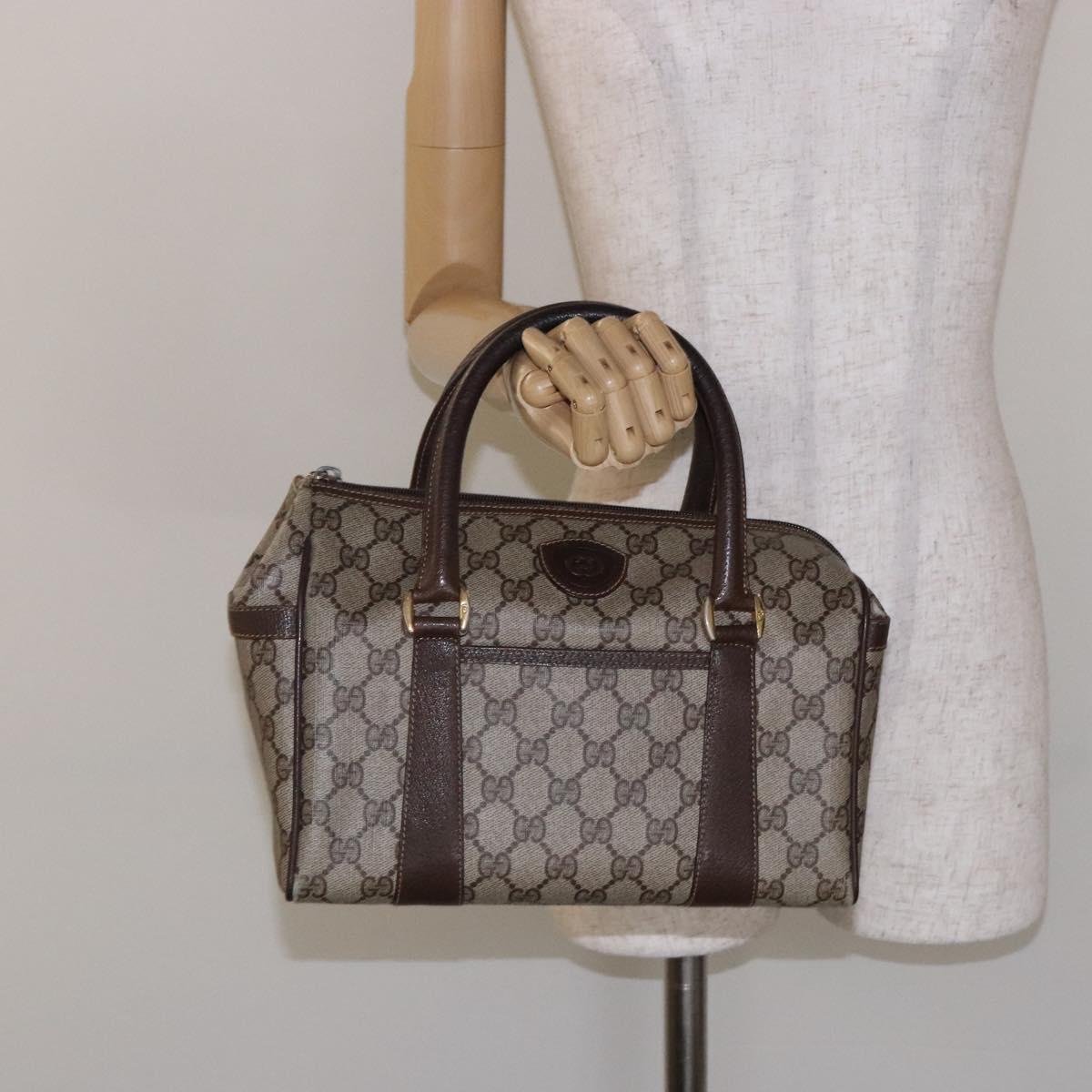 GUCCI GG Supreme Hand Bag PVC Beige Gold 000 40 0207 Auth yk19417