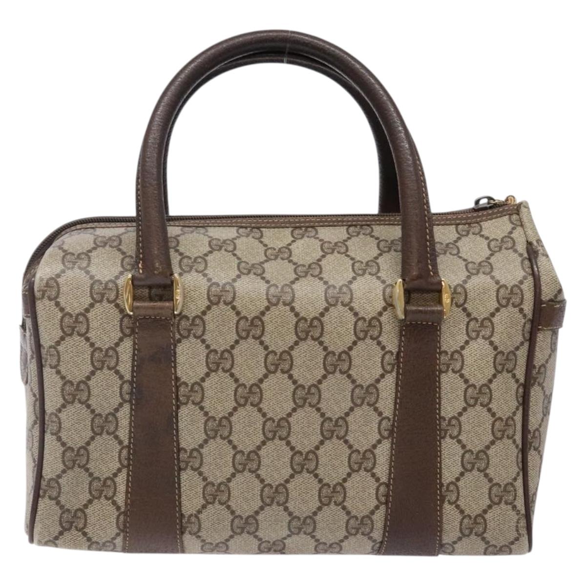 GUCCI GG Supreme Hand Bag PVC Beige Gold 000 40 0207 Auth yk19417