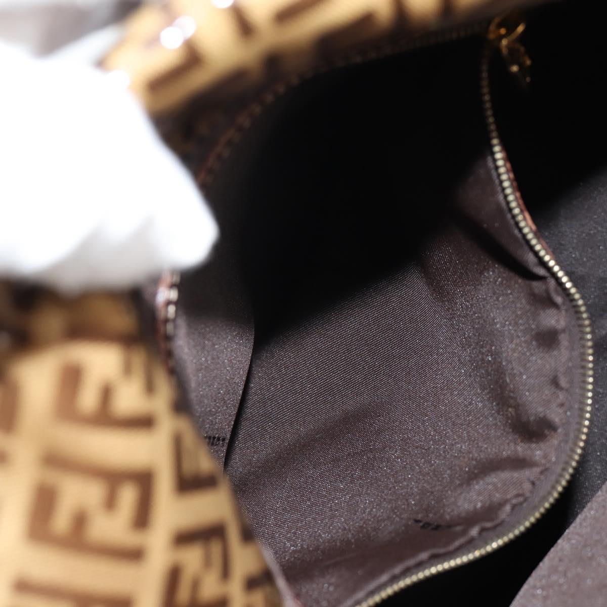 FENDI Zucchino Canvas Mamma Baguette Shoulder Bag Beige Gold Auth yk19418V