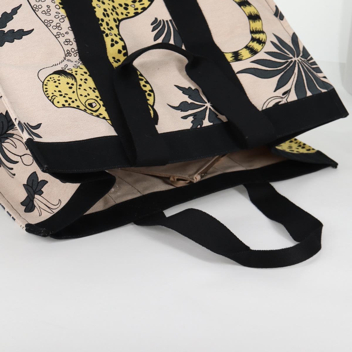 HERMES Animal Pattern Cabasado Plage Boston Bag Tower Ash Beige Auth yk19423V