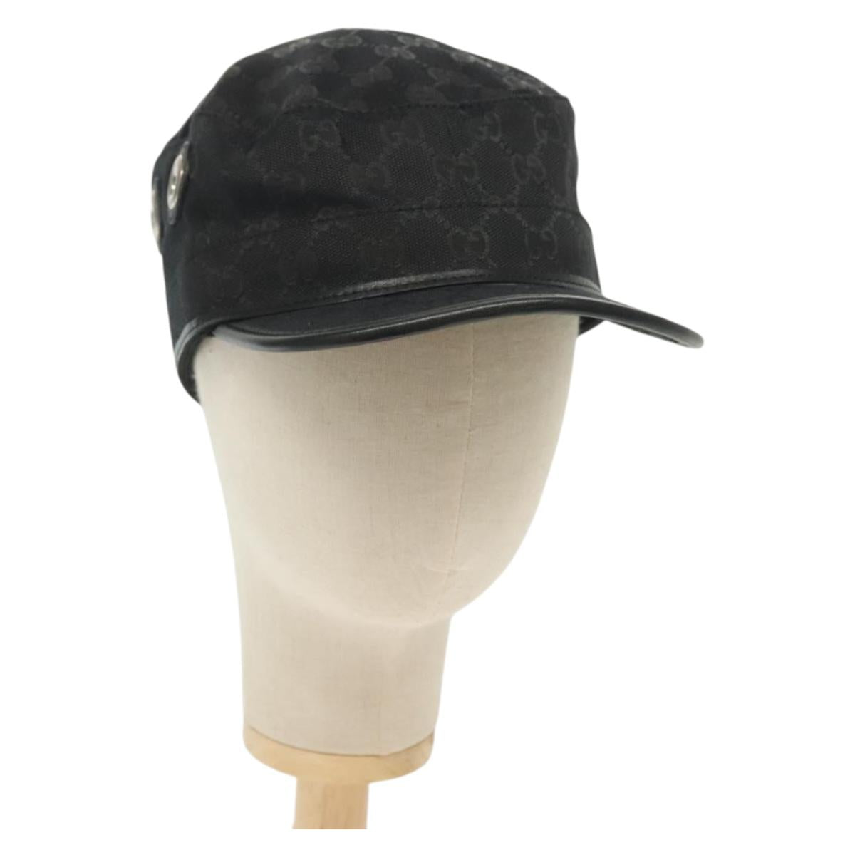 GUCCI GG Canvas Cap L Black Auth yk19424