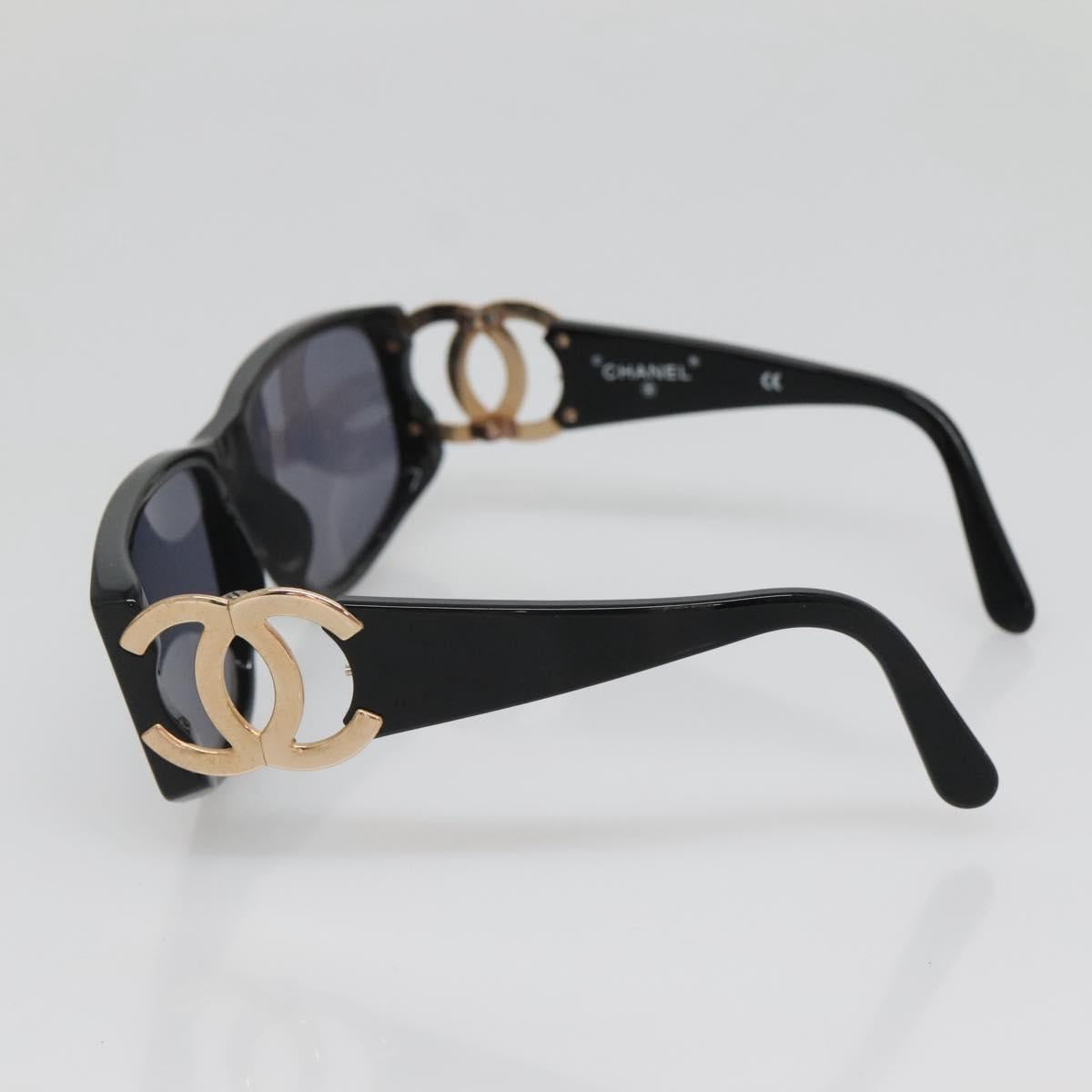 CHANEL Sunglasses plastic Black CC Auth yk19428