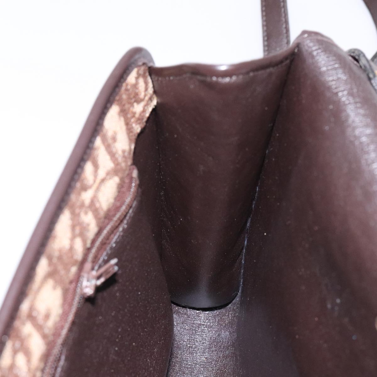Christian Dior Trotter Canvas Shoulder Bag Brown Gold Auth yk19433