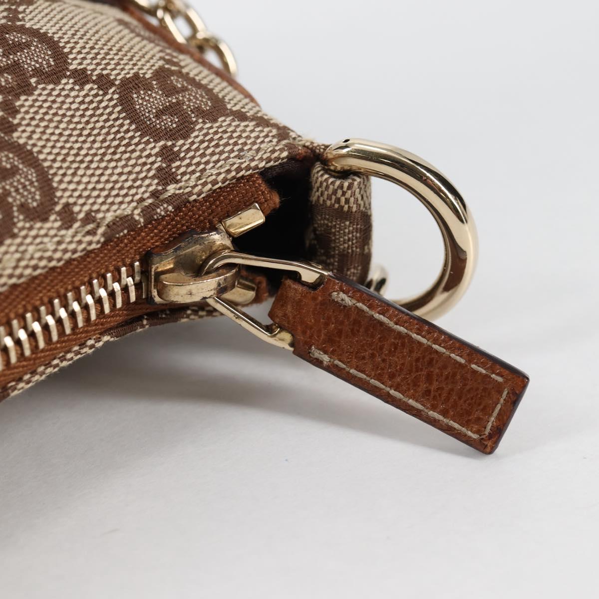 GUCCI GG Canvas Chain Accessory Pouch Beige Gold 120940 Auth yk19441V