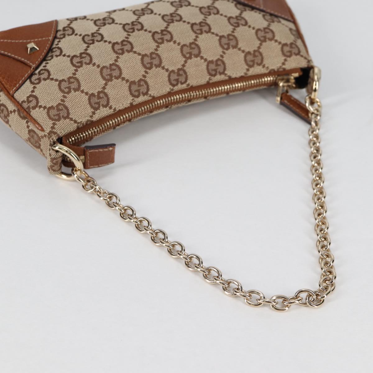 GUCCI GG Canvas Chain Accessory Pouch Beige Gold 120940 Auth yk19441V