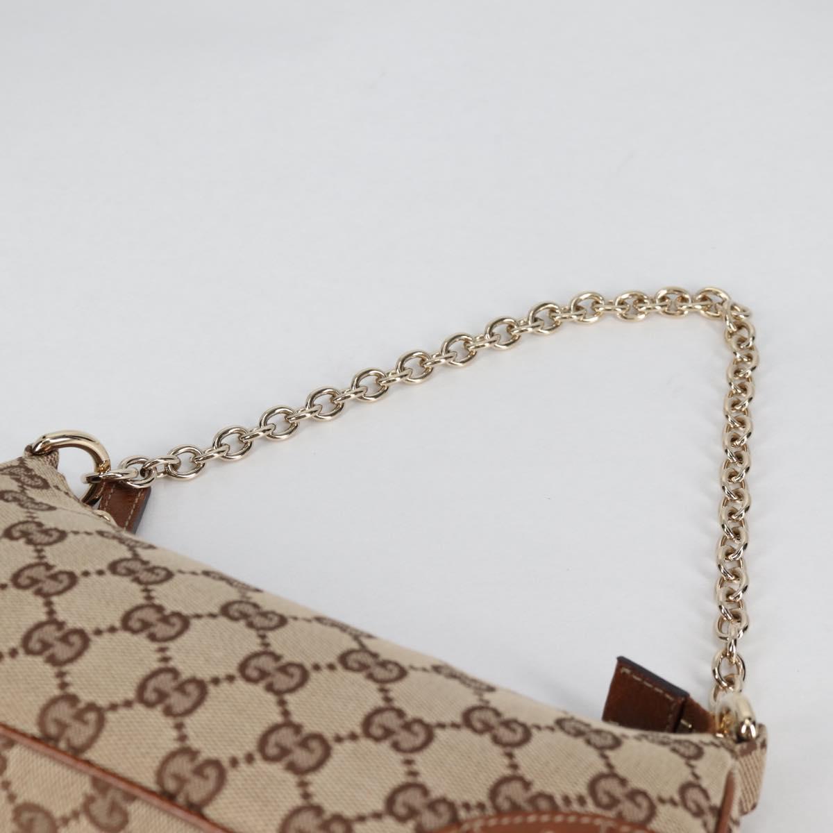 GUCCI GG Canvas Chain Accessory Pouch Beige Gold 120940 Auth yk19441V