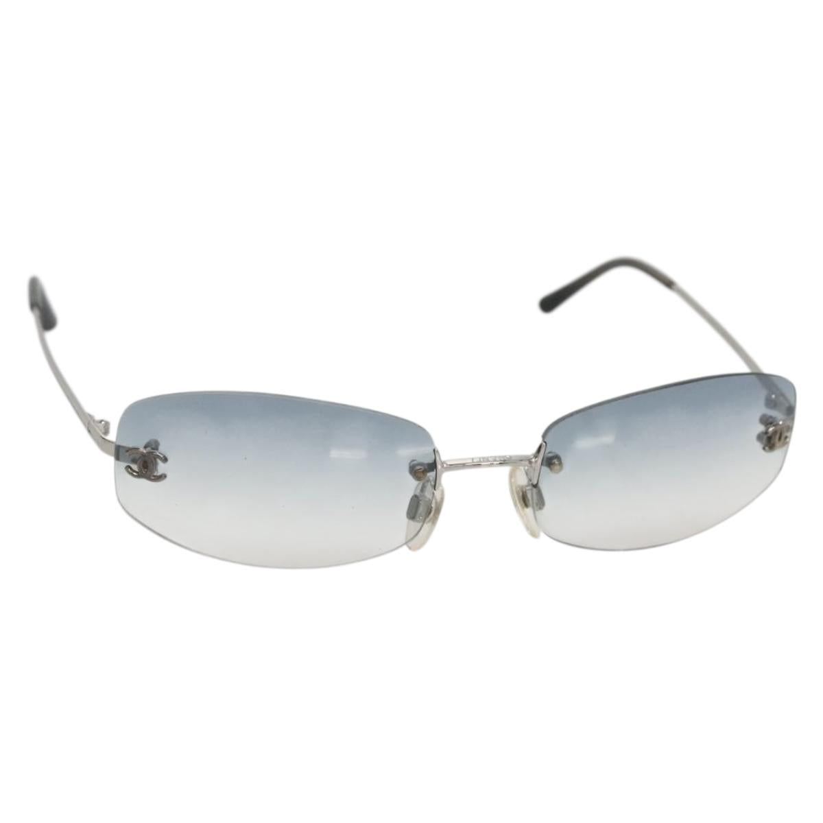 CHANEL Sunglasses metal Silver CC Auth yk19442V