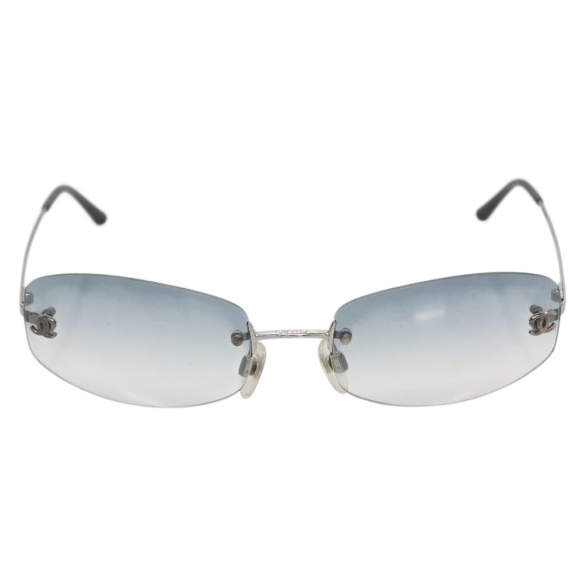 CHANEL Sunglasses metal Silver CC Auth yk19442V