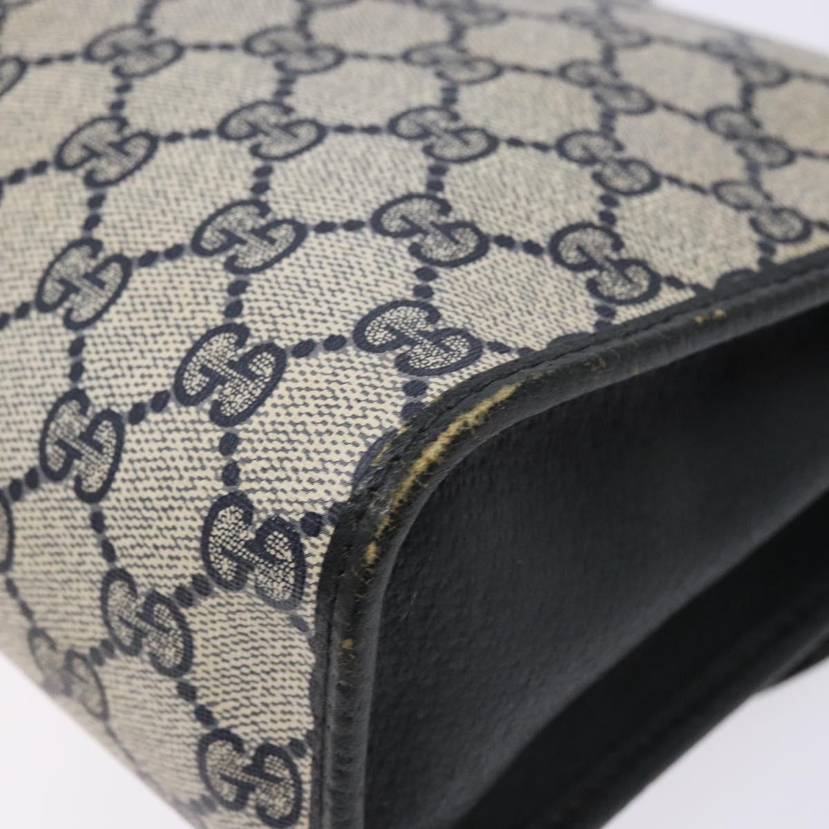 GUCCI GG Supreme Sherry Line Clutch Bag PVC Navy Gold 89 01 031 Auth yk19447
