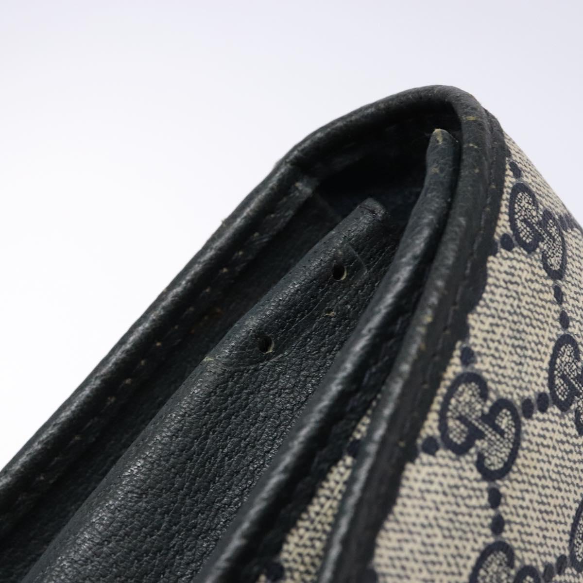 GUCCI GG Supreme Sherry Line Clutch Bag PVC Navy Gold 89 01 031 Auth yk19447