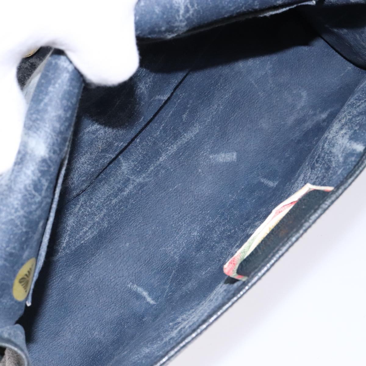 GUCCI GG Supreme Sherry Line Clutch Bag PVC Navy Gold 89 01 031 Auth yk19447