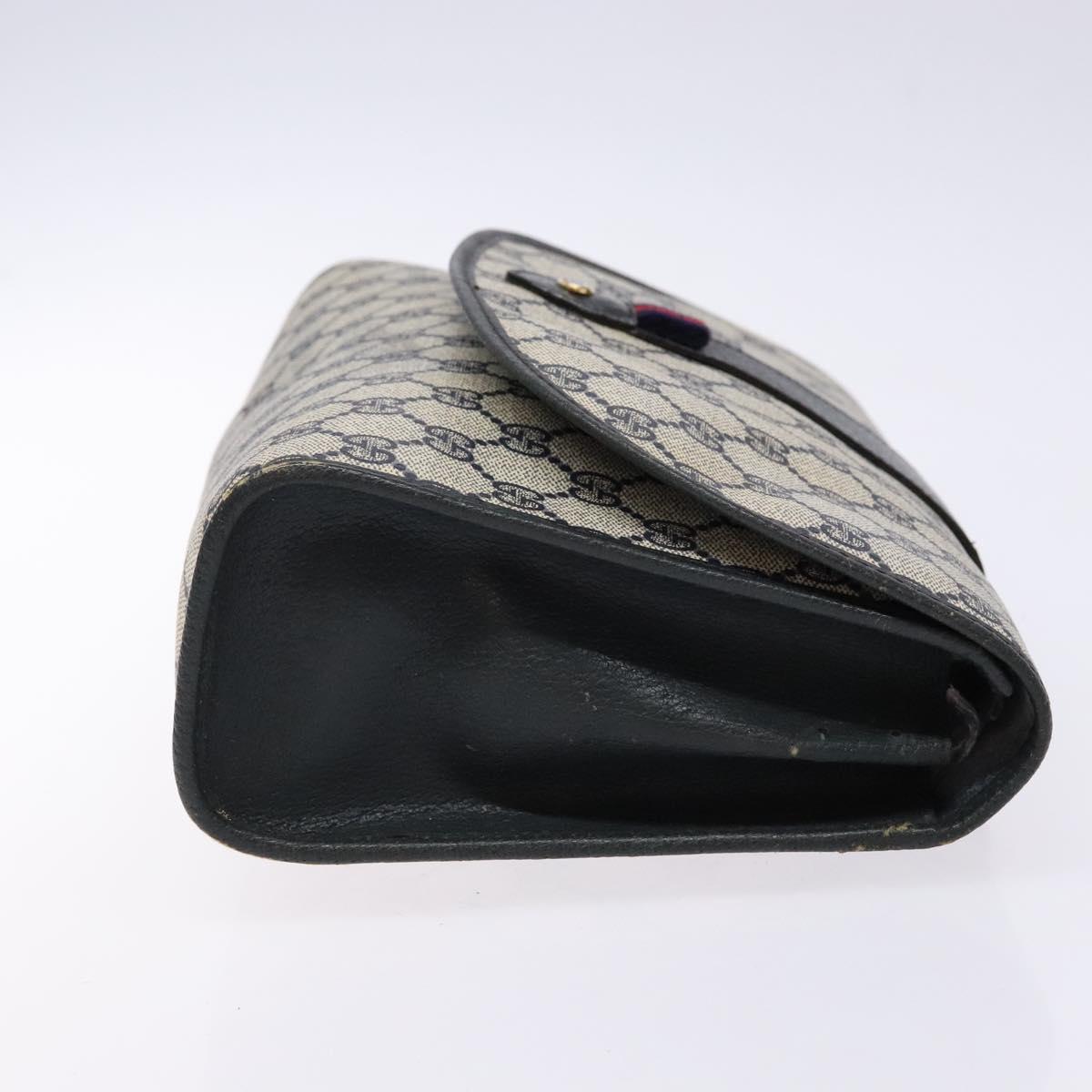 GUCCI GG Supreme Sherry Line Clutch Bag PVC Navy Gold 89 01 031 Auth yk19447