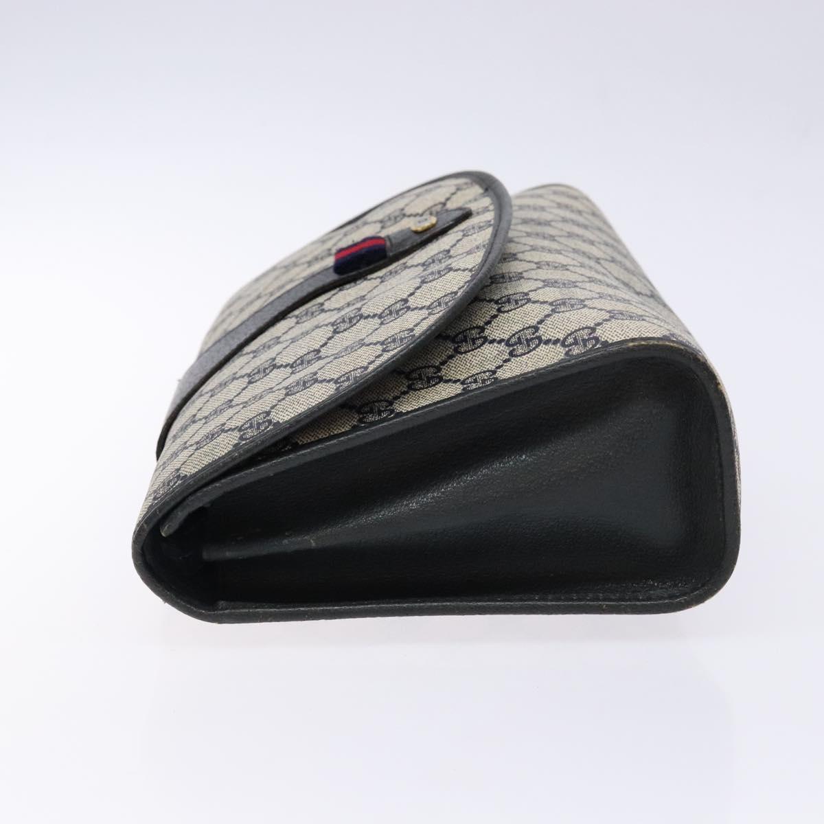 GUCCI GG Supreme Sherry Line Clutch Bag PVC Navy Gold 89 01 031 Auth yk19447