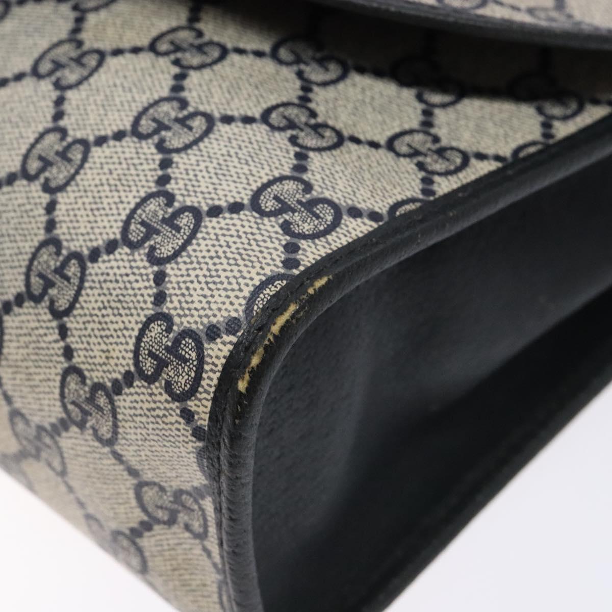 GUCCI GG Supreme Sherry Line Clutch Bag PVC Navy Gold 89 01 031 Auth yk19447