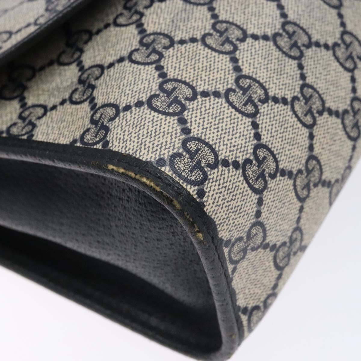 GUCCI GG Supreme Sherry Line Clutch Bag PVC Navy Gold 89 01 031 Auth yk19447