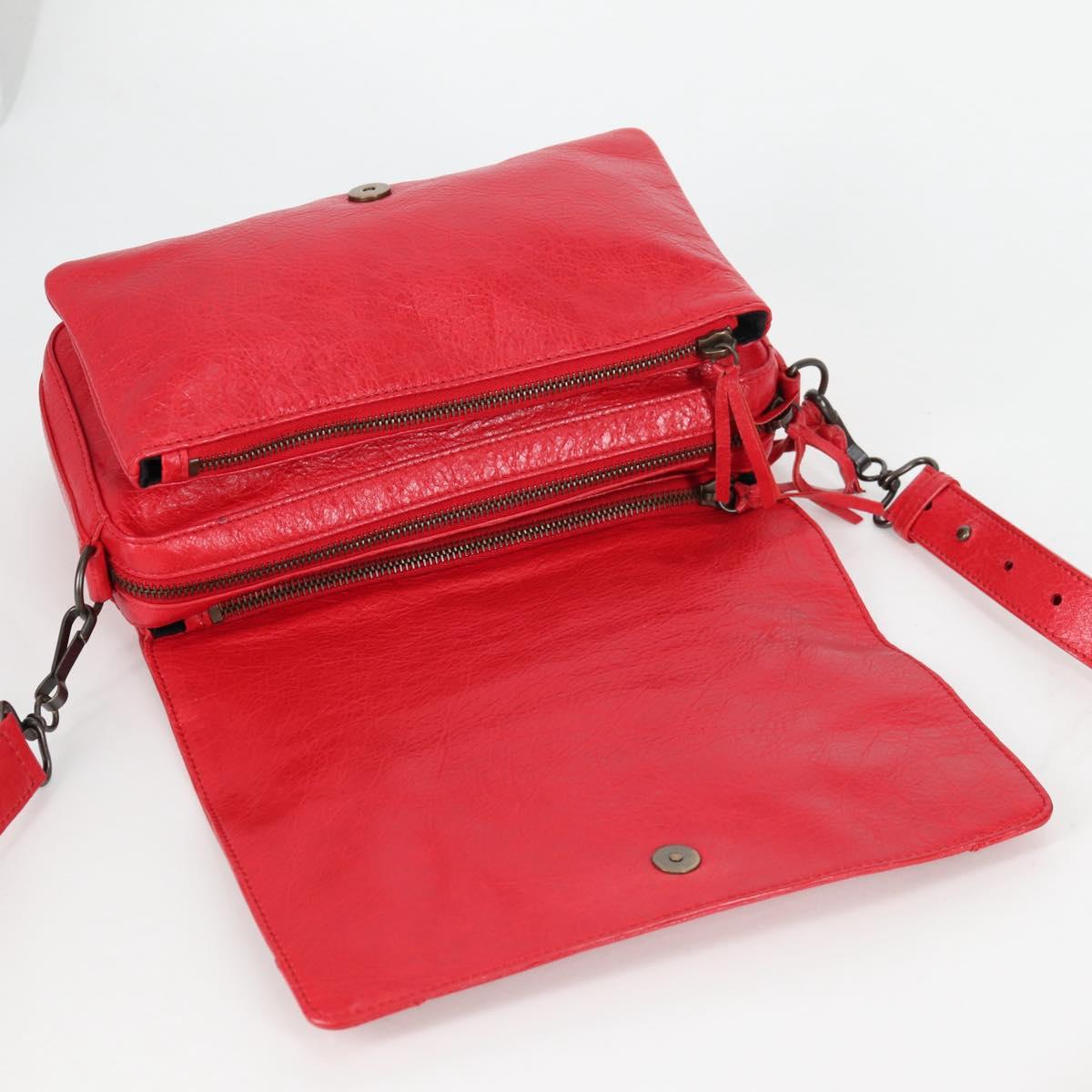 BALENCIAGA Anjo Classic Tool Shoulder Bag Leather Red 327101 Auth yk19453V