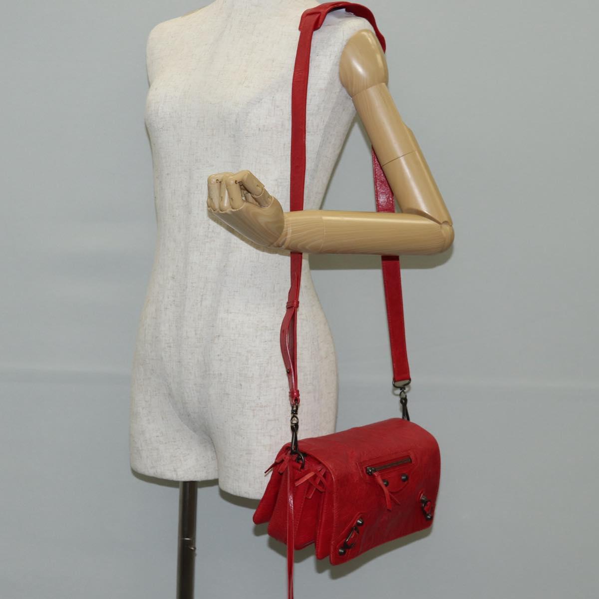 BALENCIAGA Anjo Classic Tool Shoulder Bag Leather Red 327101 Auth yk19453V